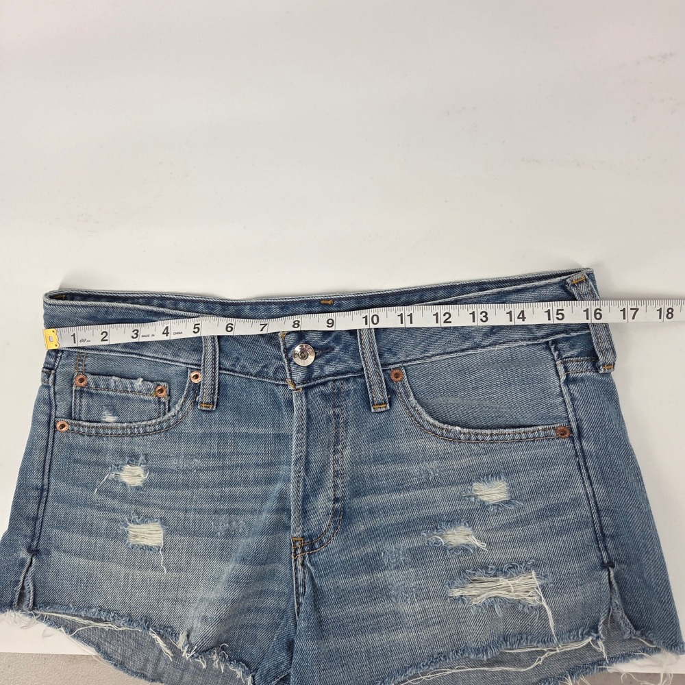 Abercrombie & Fitch Denim Shorts 27/3 Blue Distressed Raw Hem Casual Summer Boho - Picture 4 of 8